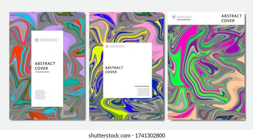 Modern , marble effect, colorful, contemporary design, vector cover set