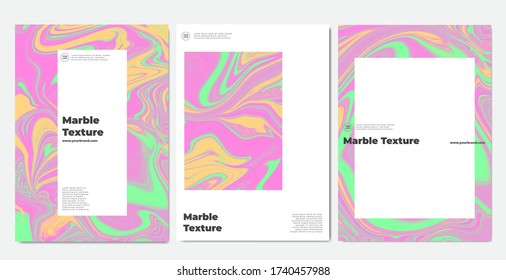 Moderno, efecto de mármol, diseño contemporáneo, conjunto de portada vectorial