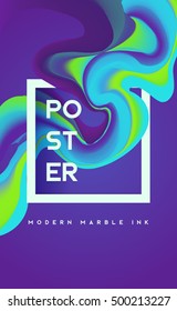 Modern marble ink poster. Liquid shape in color background. Art design for your project.