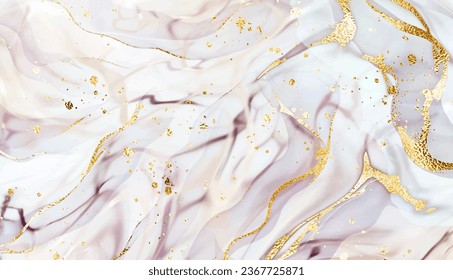 Modern marble stone background texture with gold glitter veins.