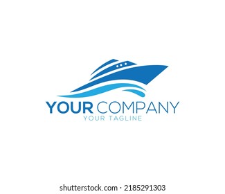 Modern Marine Ship or Boat Logo Design Vector Template illustration.
