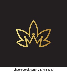 logo moderno del rey marjuana.
Este logo está hecho de una combinación de la corona de un rey y hojas de marihuana.