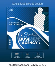 Modern marketing agency social media post design, Corporate business web banner.