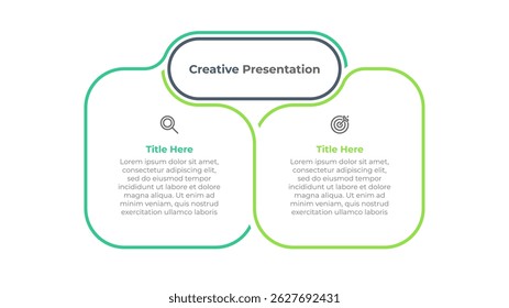 Modern marketing plan infographic design with two strategic options or steps, visually represented with vector icons for clear and impactful communication.
