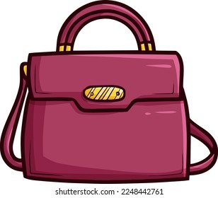 Modern maroon woman purse cartoon illustration