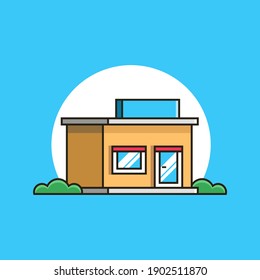 Modern mart building flat design minimalist simple market shop