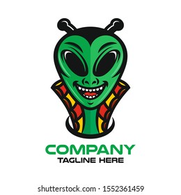 Modern mascot is an alien logo. Vector illustration.