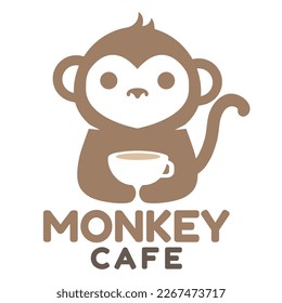 Modern mascot flat design simple minimalist cute monkey logo icon design template vector with modern illustration concept style for cafe, coffee shop, restaurant, badge, emblem and label