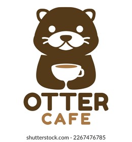 Modern mascot flat design simple minimalist cute otter logo icon design template vector with modern illustration concept style for cafe, coffee shop, restaurant, badge, emblem and label