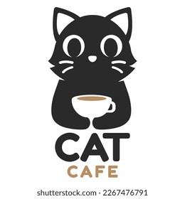 Modern mascot flat design simple minimalist cute cat logo icon design template vector with modern illustration concept style for cafe, coffee shop, restaurant, badge, emblem and label