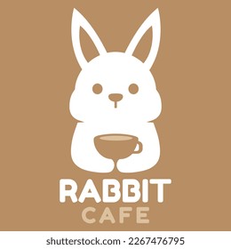 Modern mascot flat design simple minimalist cute rabbit bunny logo icon design template vector with modern illustration concept style for cafe, coffee shop, restaurant, badge, emblem and label