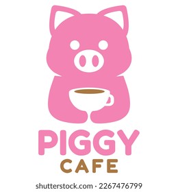 Modern mascot flat design simple minimalist cute piggy logo icon design template vector with modern illustration concept style for cafe, coffee shop, restaurant, badge, emblem and label