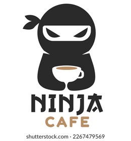 Modern mascot flat design simple minimalist cute ninja logo icon design template vector with modern illustration concept style for cafe, coffee shop, restaurant, badge, emblem and label