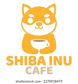 Modern mascot flat design simple minimalist cute shiba inu dog logo icon design template vector with modern illustration concept style for cafe, coffee shop, restaurant, badge, emblem and label