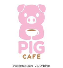 Modern mascot flat design simple minimalist cute piggy logo icon design template vector with modern illustration concept style for cafe, coffee shop, restaurant, badge, emblem and label