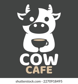 Diseño plano de mascota moderna diseño simple minimalista diseño de icono de vaca linda diseño de icono vector con el moderno estilo de ilustración para café, cafetería, restaurante, placa, emblema y etiqueta