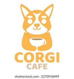 Modern mascot flat design simple minimalist cute corgi dog logo icon design template vector with modern illustration concept style for cafe, coffee shop, restaurant, badge, emblem and label