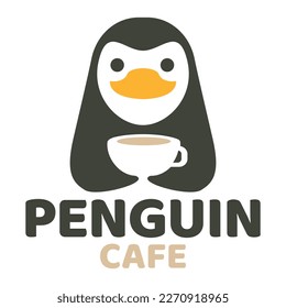 Modern mascot flat design simple minimalist cute penguin logo icon design template vector with modern illustration concept style for cafe, coffee shop, restaurant, badge, emblem and label