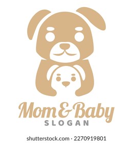 Modern mascot flat design simple minimalist cute dog mom dad parents logo icon design template vector with modern illustration concept style for brand, emblem, label, badge, pet shop