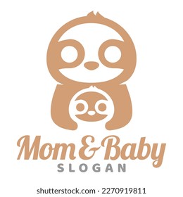 Modern mascot flat design simple minimalist cute sloth mom dad parents logo icon design template vector with modern illustration concept style for brand, emblem, label, badge, zoo