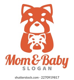 Modern mascot flat design simple minimalist cute red panda mom dad parents logo icon design template vector with modern illustration concept style for brand, emblem, label, badge, zoo