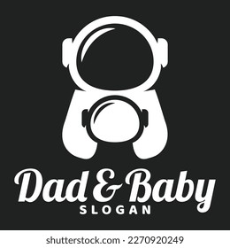 Modernes Maskottflaedesign mit einfachem minimalistischem, süßem Astronauten Mutter Papa Eltern Logo-Design-Vorlage Vektorgrafik mit modernem Design-Stil für Marke, Emblem, Label, Badge