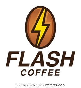 Modern mascot flat design simple minimalist flash bolt cofffee logo icon design template vector with modern illustration concept style for cafe, coffee shop, restaurant, badge, emblem and label