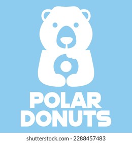 Modern mascot flat design simple minimalist cute polar bear donut logo icon design template vector with modern illustration concept style for cafe, bakery shop, restaurant, badge, emblem and label