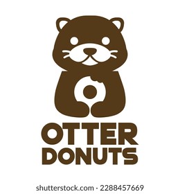 Modern mascot flat design simple minimalist cute otter donut logo icon design template vector with modern illustration concept style for cafe, bakery shop, restaurant, badge, emblem and label