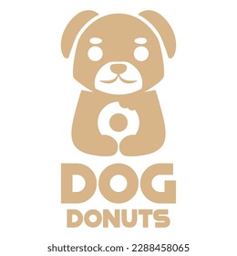 Modern mascot flat design simple minimalist cute dog donut logo icon design template vector with modern illustration concept style for cafe, bakery shop, restaurant, badge, emblem and label