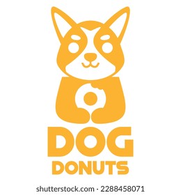 Modern mascot flat design simple minimalist cute dog donut logo icon design template vector with modern illustration concept style for cafe, bakery shop, restaurant, badge, emblem and label