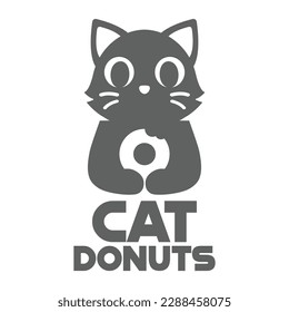 Modern mascot flat design simple minimalist cute cat donut logo icon design template vector with modern illustration concept style for cafe, bakery shop, restaurant, badge, emblem and label