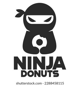 Diseño moderno de mascota plana simple minimalista lindo ninja logo icono de diseño gráfico vector con el concepto de ilustración moderna estilo para café, panadería, restaurante, placa, emblema y etiqueta