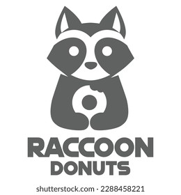 Modern mascot flat design simple minimalist cute raccoon donut logo icon design template vector with modern illustration concept style for cafe, bakery shop, restaurant, badge, emblem and label