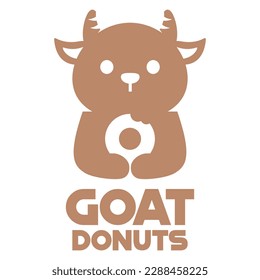 Modernes Maskottflaedesign mit einfachem minimalistisch-süßem Ziegenlamm-Donut-Logo-Design-Vorlage Vektorgrafik mit modernem Design-Stil für Café, Bäckerei, Restaurant, Badge, Emblem und Label