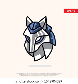 modern mascot logo. with robotic white wolf to be the main icon. icon, template design