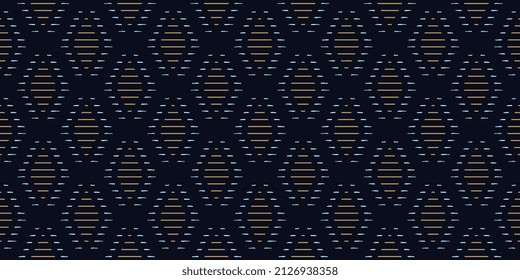 Modern masculin common geometric motif abstract line shape pattern classic blue background. Small linear element modern lux fabric design textile swatch ladies dress, man shirt all over print block.
