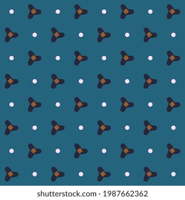 Modern masculin geometric motif pattern ultimate marine blue background fabric design. Small medallion abstract triangle shape allover print block for apparel textile, ladies dress, man shirt, wrap