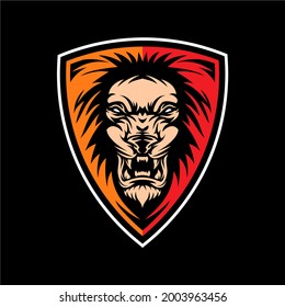 Modern And Masculine Lion Head Mascot Badge Technology, Industrial, Energy Business Logo