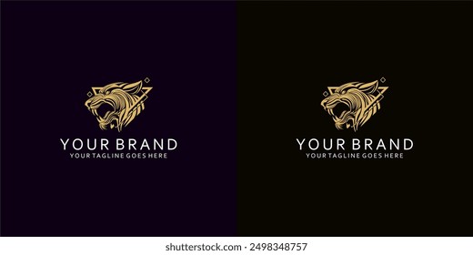 A modern masculine logo with dynamic lines forms a visual of a tiger that gives an impression of assertiveness, wildness and elegance