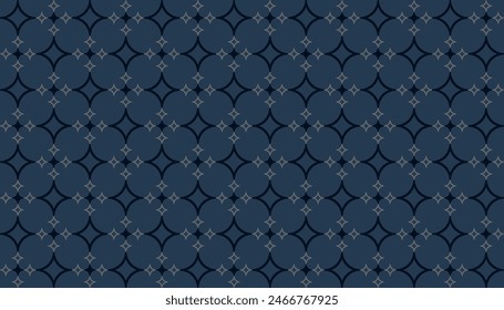 Modern masculine pattern abstract geometric texture surface.Dark blue and gray star on blue background for male shirt lady dress fabric wrapping cloth print wallpaper cover decoration