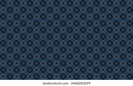 Modern masculine pattern abstract geometric texture surface.Black square and small gray on blue background for male shirt lady dress fabric wrapping cloth print wallpaper cover decoration