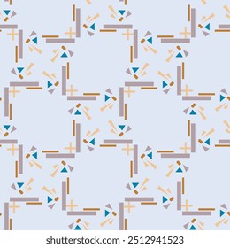 Modern masculine pattern abstract shapes common geometric motif seamless background. Fabric design textile swatch, man shirt all over print block. 