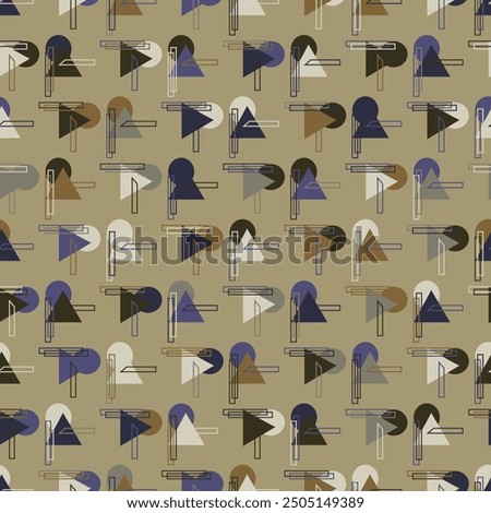 Modern masculine pattern abstract shapes common geometric motif seamless background. Fabric design textile swatch, man shirt all over print block. 