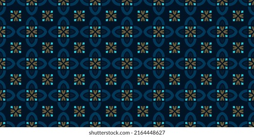 Modern masculine pattern abstract small square shapes common geometric motif damascus tiles seamless background. Geometrical  fabric design textile swatch ladies dress, man shirt all over print block.