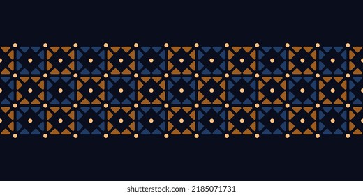 Modern masculine pattern abstract small square shapes common geometric motif seamless background. Geometrical texture border fabric design textile swatch ladies dress, man shirt all over print block.