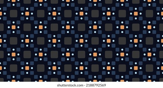 Modern masculine pattern abstract small square shapes common geometric motif seamless background. Geometrical grunge texture fabric design textile swatch ladies dress, man shirt all over print block.