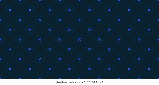 Modern Masculine Pattern Quatrefoil Lattice Motif. Wax Print Block For Apparel Textile, Ladies Dress Fabric, Mens Shirt, Fashion Garment, Wrapping Cloth, Swimwear. Minimal Monochrome Blue Arrangement.
