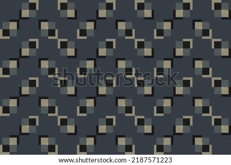 Modern masculine seamless pattern abstract background. Geo palm leaf in black and cream color on stone blue background,  for male polo shirt patchwork fabric wrapping cloth silk scarf bandana, 