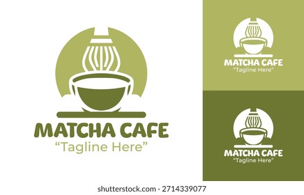 Un moderno logotipo de café matcha diseñado para las tiendas de té japonesas, cafés y bebidas de marca contemporánea.